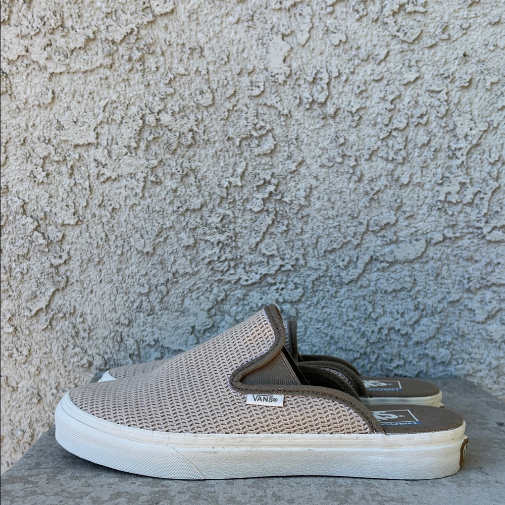 Vans Ultracush Beige Mesh Slip-On Slides Loafer Shoe Mule Open Back Women’s 6.5